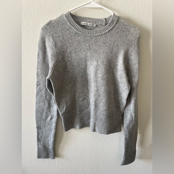 Abercrombie & fitch grey lightweight knit casual classic crewneck sweater - Picture 1 of 3